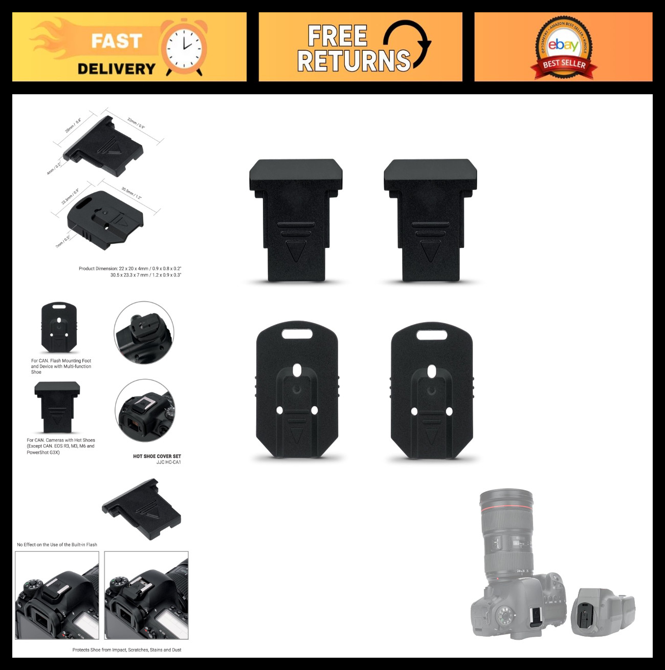 Camera Flash Hot Shoe Cover Cap for Canon Speedlite EL-1 600EX II 430EX III EOS