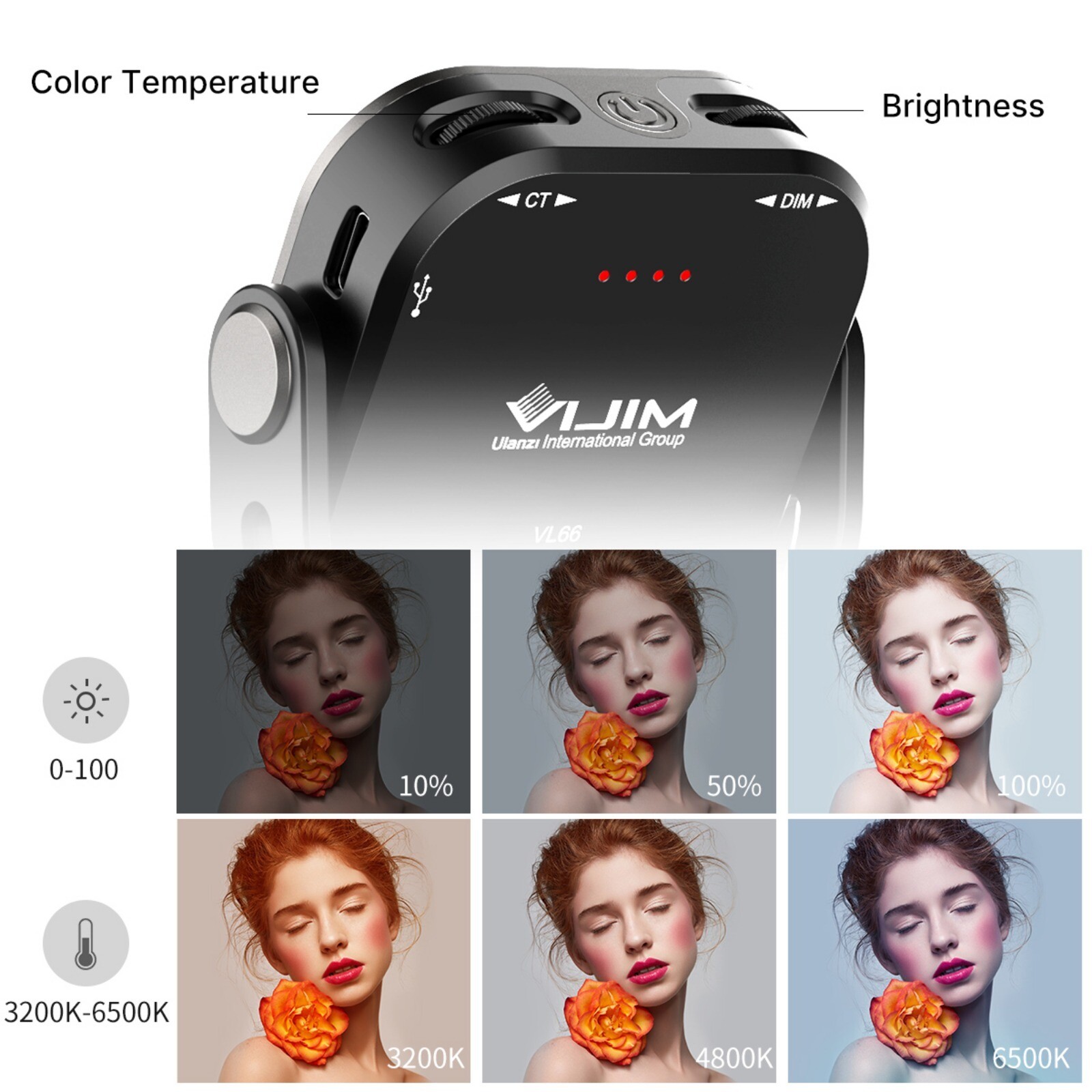 Ulanzi VIJIM VL66 LED Video Light with 360 Rotation Mount Bracket Fill Light