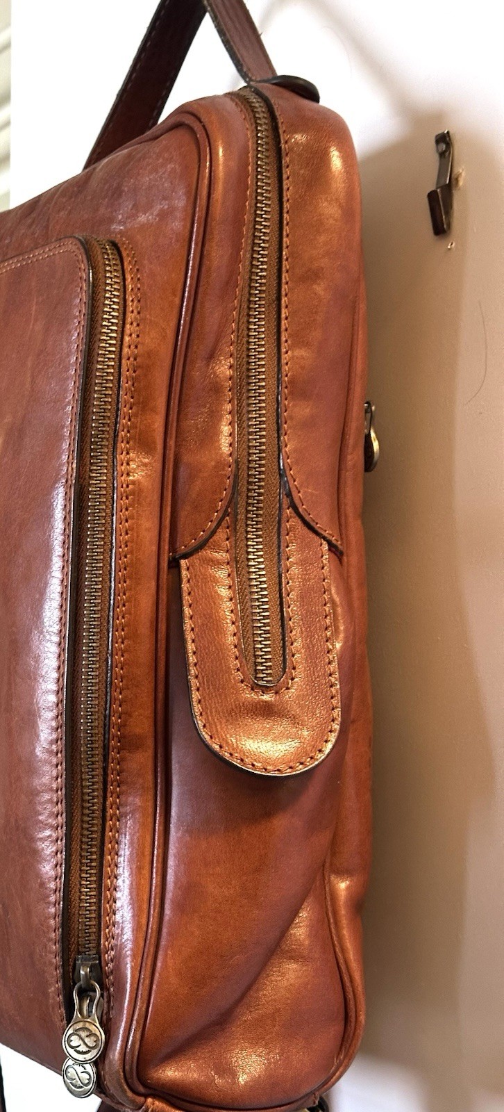 Vintage Time Resistance Unisex Leather Backpack 15×11” Brick Red, Good Condition