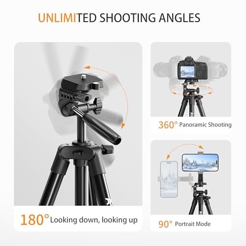 71″ Camera Tripod Aluminum Tall Tripod Stand Compatible with Canon Nikon with Wi