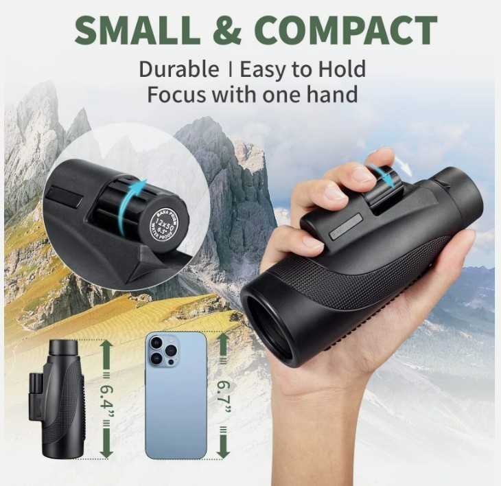 Gosky 12×55 High Definition Monocular w/ Smartphone Holder – FMC Lens/Waterproof