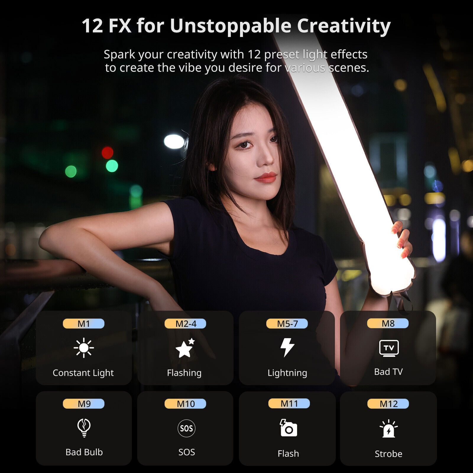 Ulanzi UA20 20W trachea light air cushion LED video light, two-color 2700K-6500K