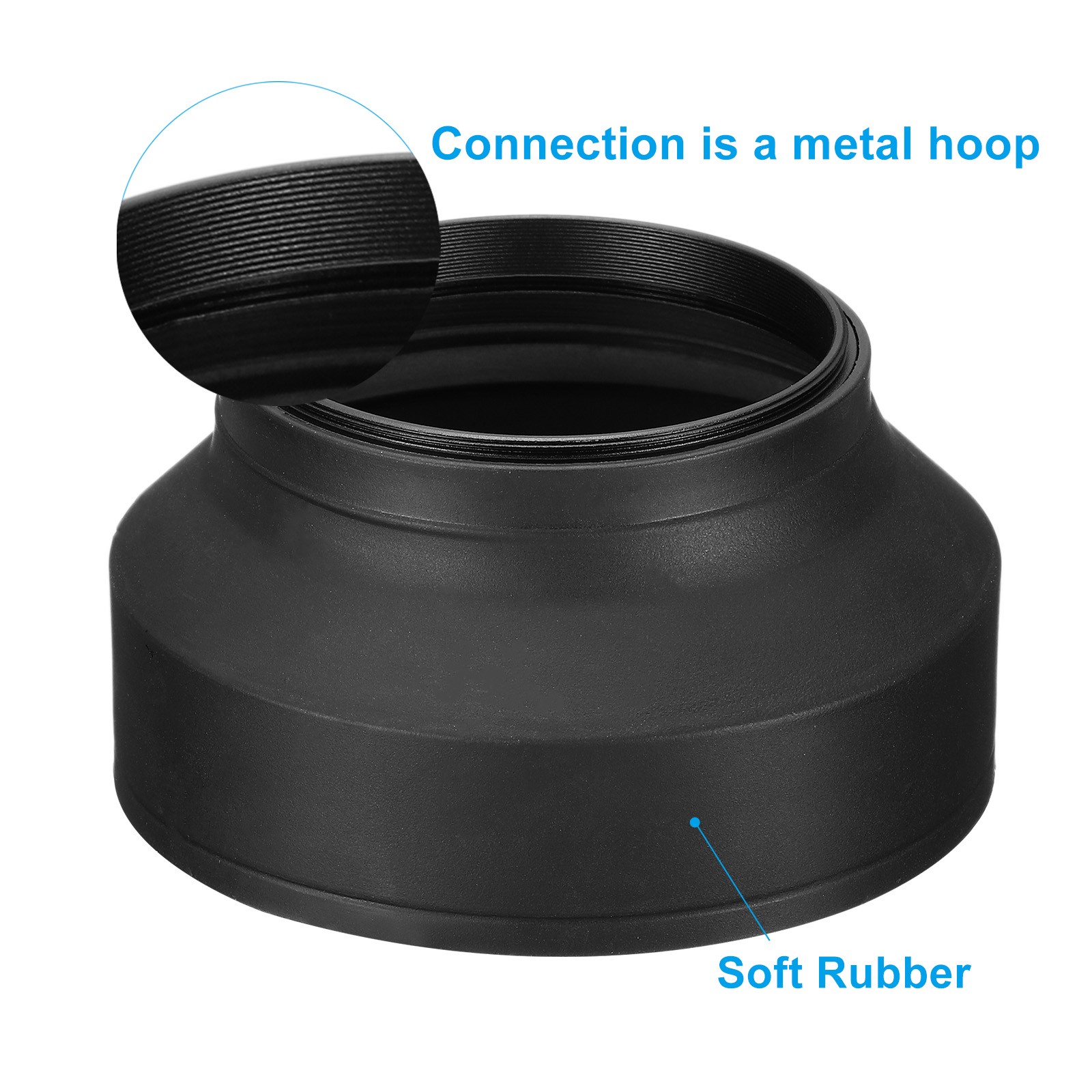 67mm Camera Lens Hood 2Pcs Rubber Collapsible Lens Protectors Black