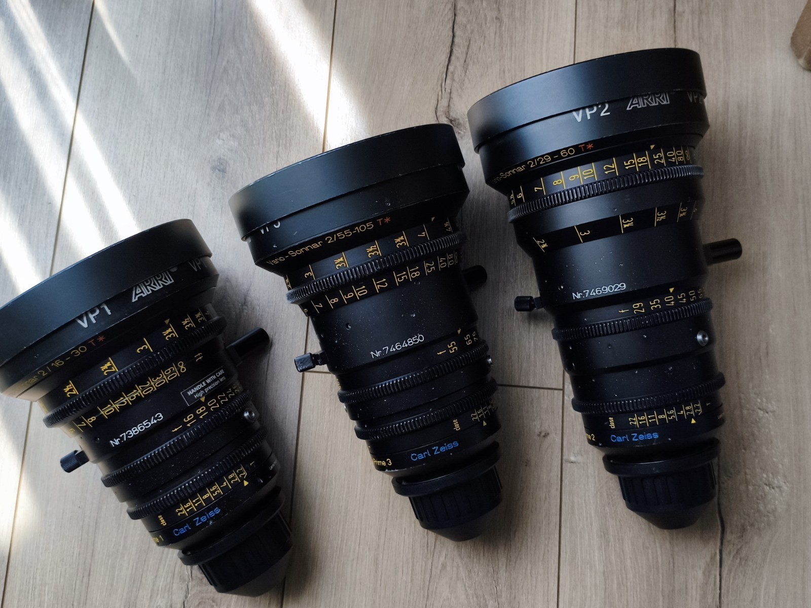 Zeiss ARRI Variable Prime Lens Set VP1 VP2 VP3 T2.2 PL Mount Arriflex 35mm