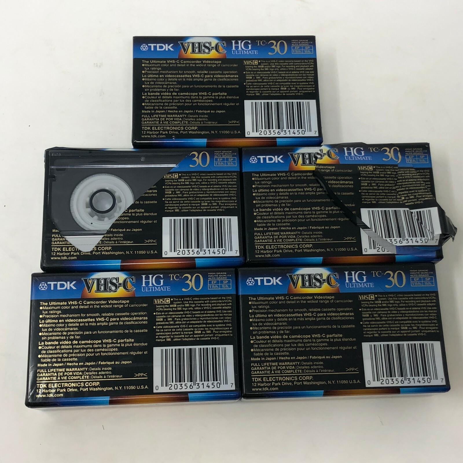 TDK VHS-C Camcorder Video Tapes HG Ultimate TC-30 TC-30HG Lot Of 5