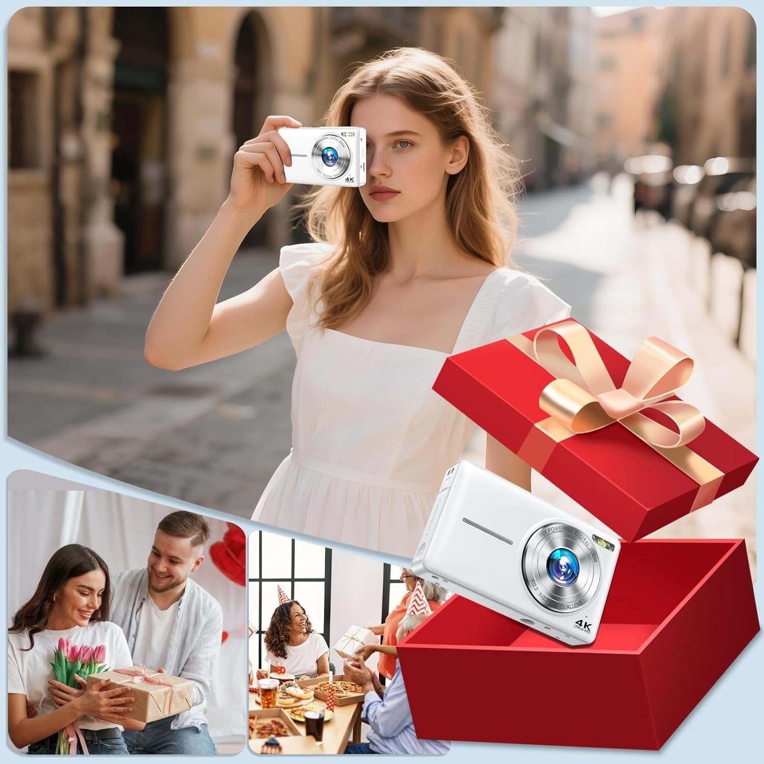 4K Digital Camera, 64MP Autofocus Vlogging Camera with Dual Lens, 16X Digital