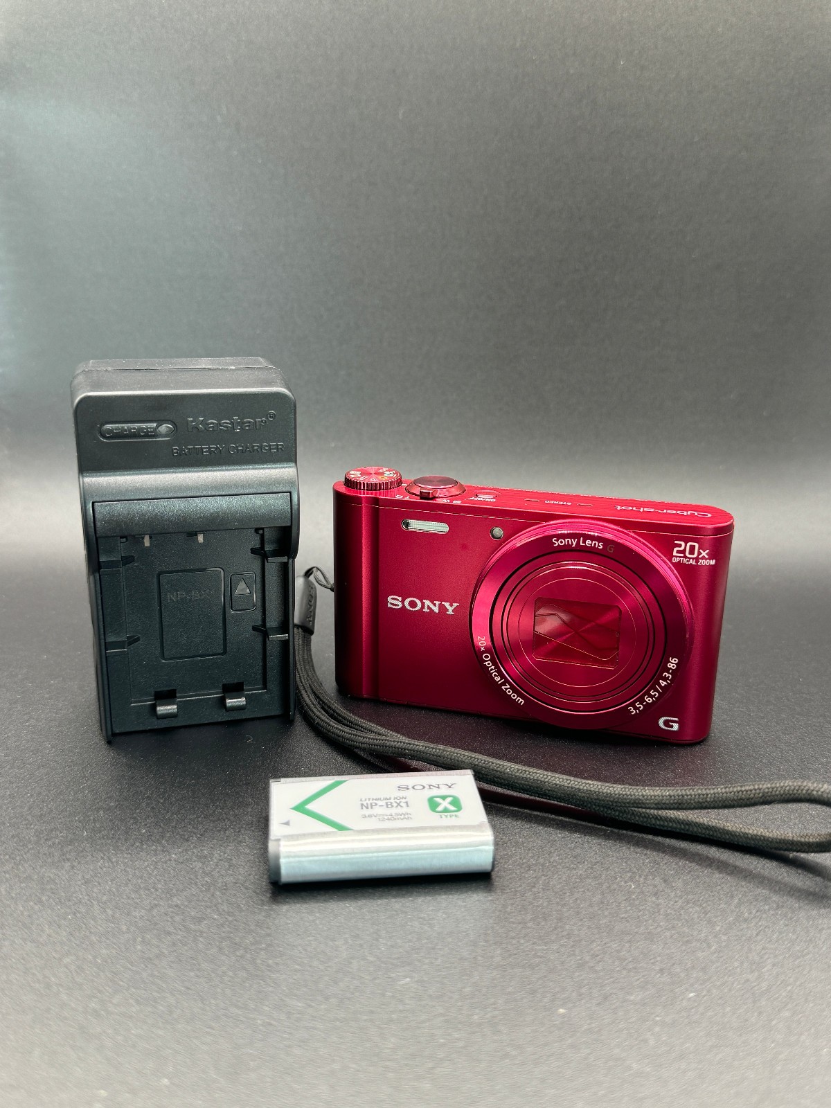 SONY Cyber‑Shot DSC‑WX300 18.2MP Wi‑Fi Red Digital Camera With Batt and Charger