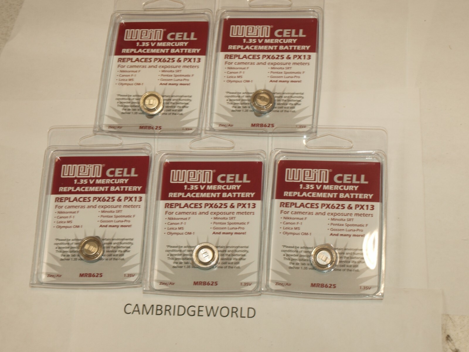 Wein PX625 PX13 CELL Mercury Free 1.35V 5PC NEW FRESH REPLACEMENT Battery MRB625