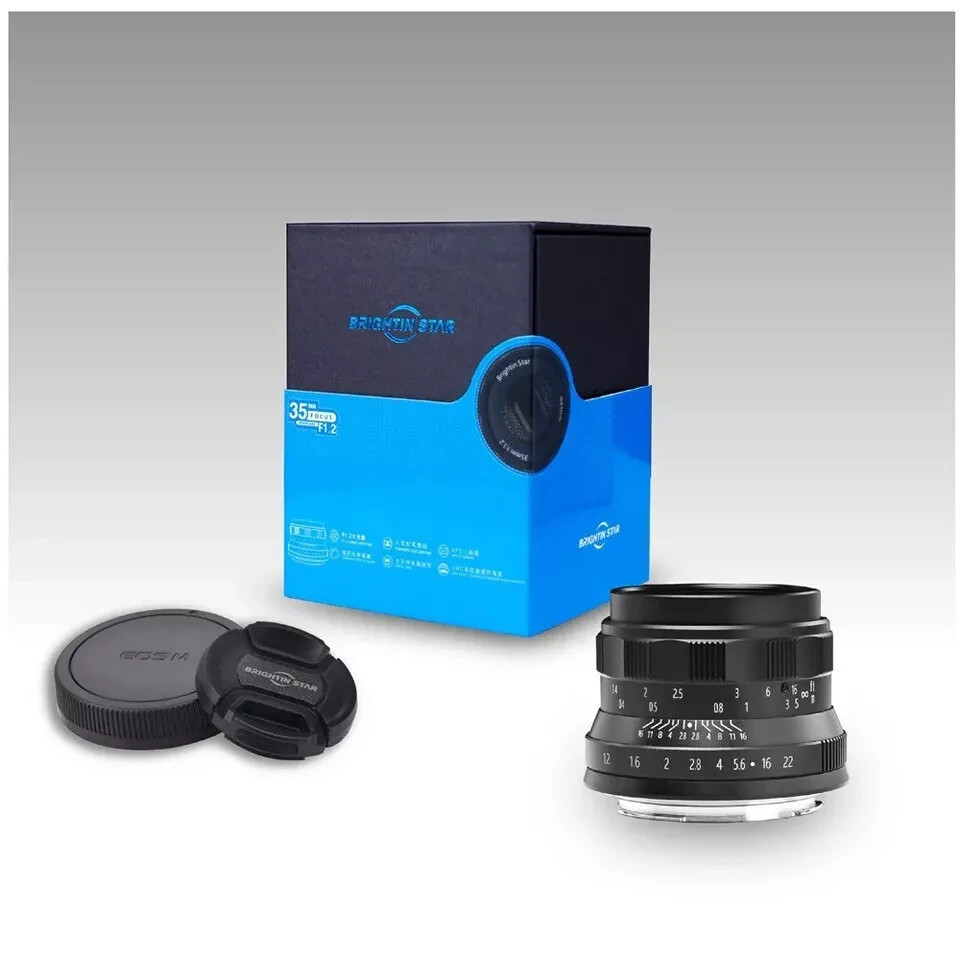 Brightin Star 35mm F1.2 APS-C Lens for Sony E,Fuji X Canon EOS,M4/3 Mount Camera