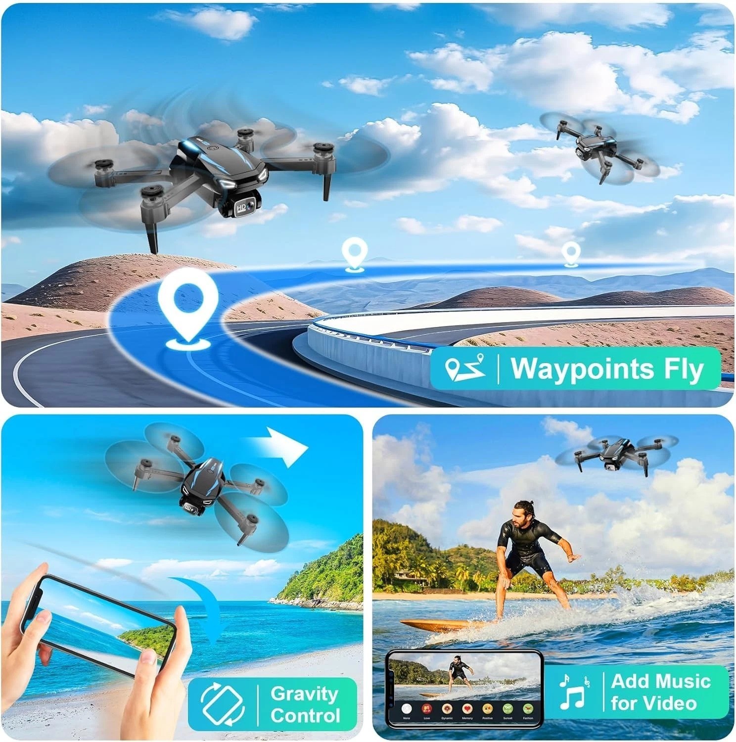Drone with 1080P Camera, Foldable Remote Control Quadcopter for Adults Beginn…