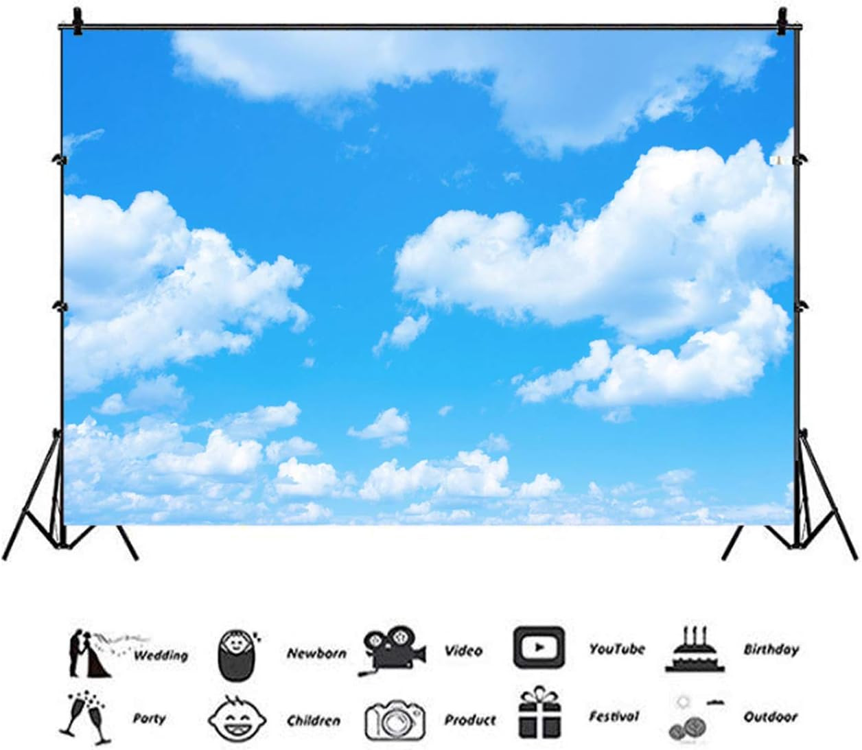 Blue Sky White Clouds Theme Photography Backdrops 7X5Ft Clear Sky Kids Birthday