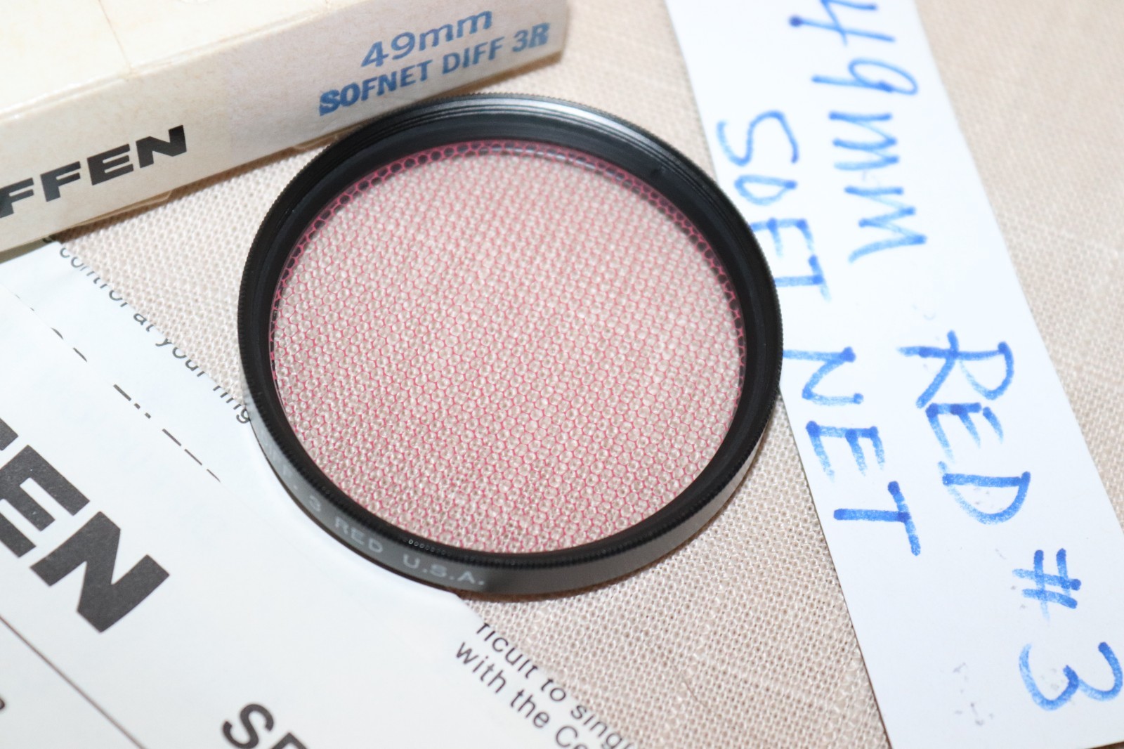 NEW Vtg TIFFEN 49mm SOFTNET RED 3 FILTER, USA 49mm Softnet R3 Red Warm Diffusion