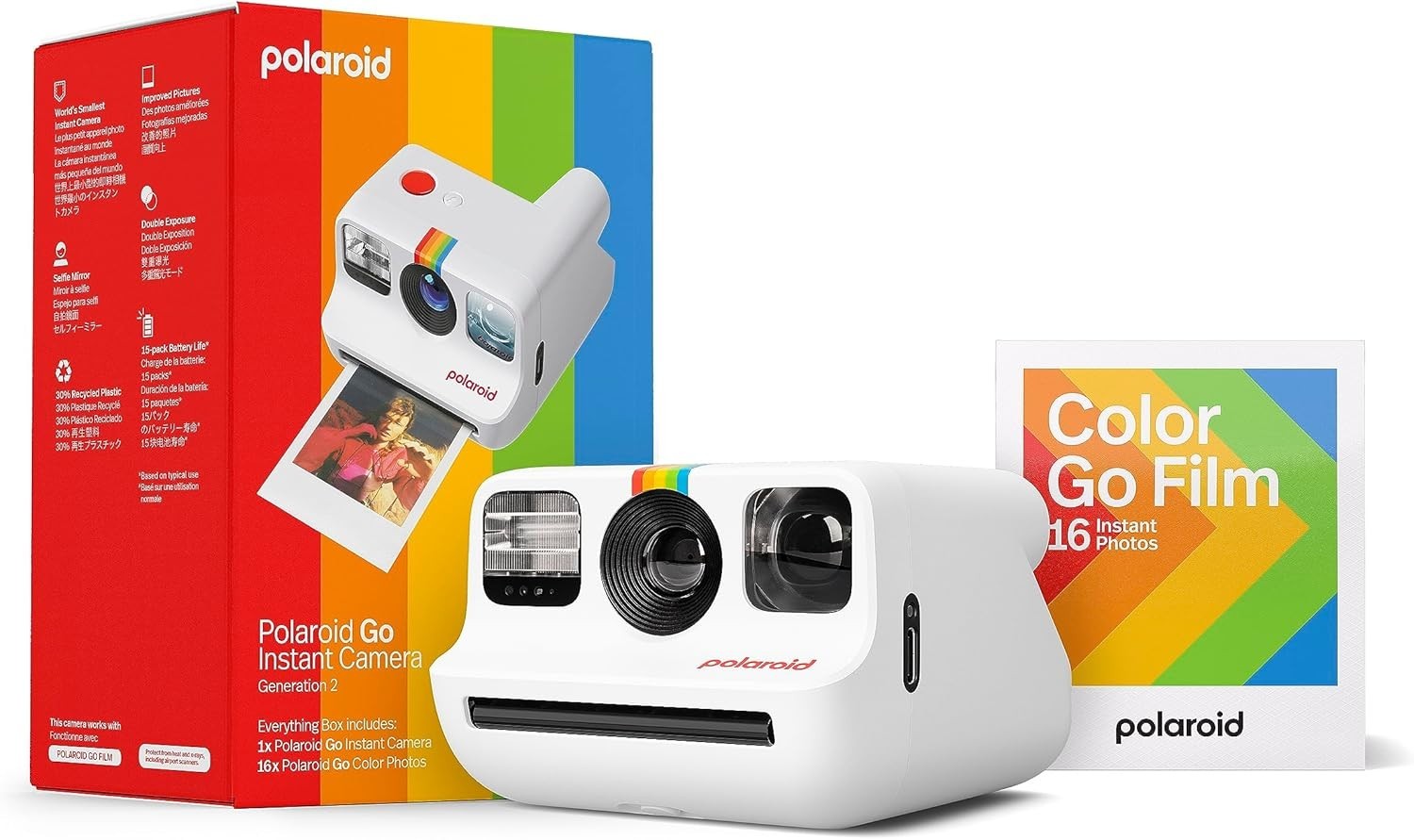 Polaroid Go (2nd-Gen) 6282 Mini Instant Camera Built In Flash with Film Bundle