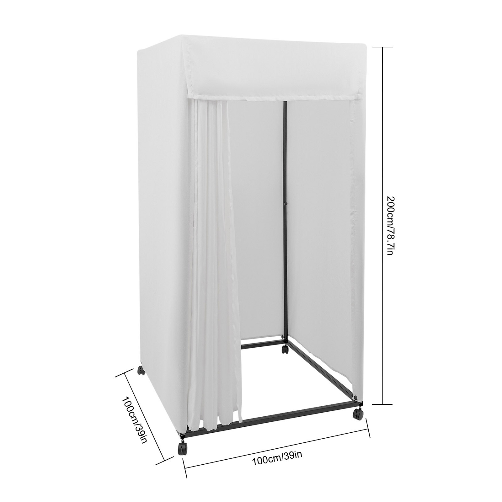 Portable Fitting Room Movable Freestanding Dressing Room W/ 4 Universal WheelsUS