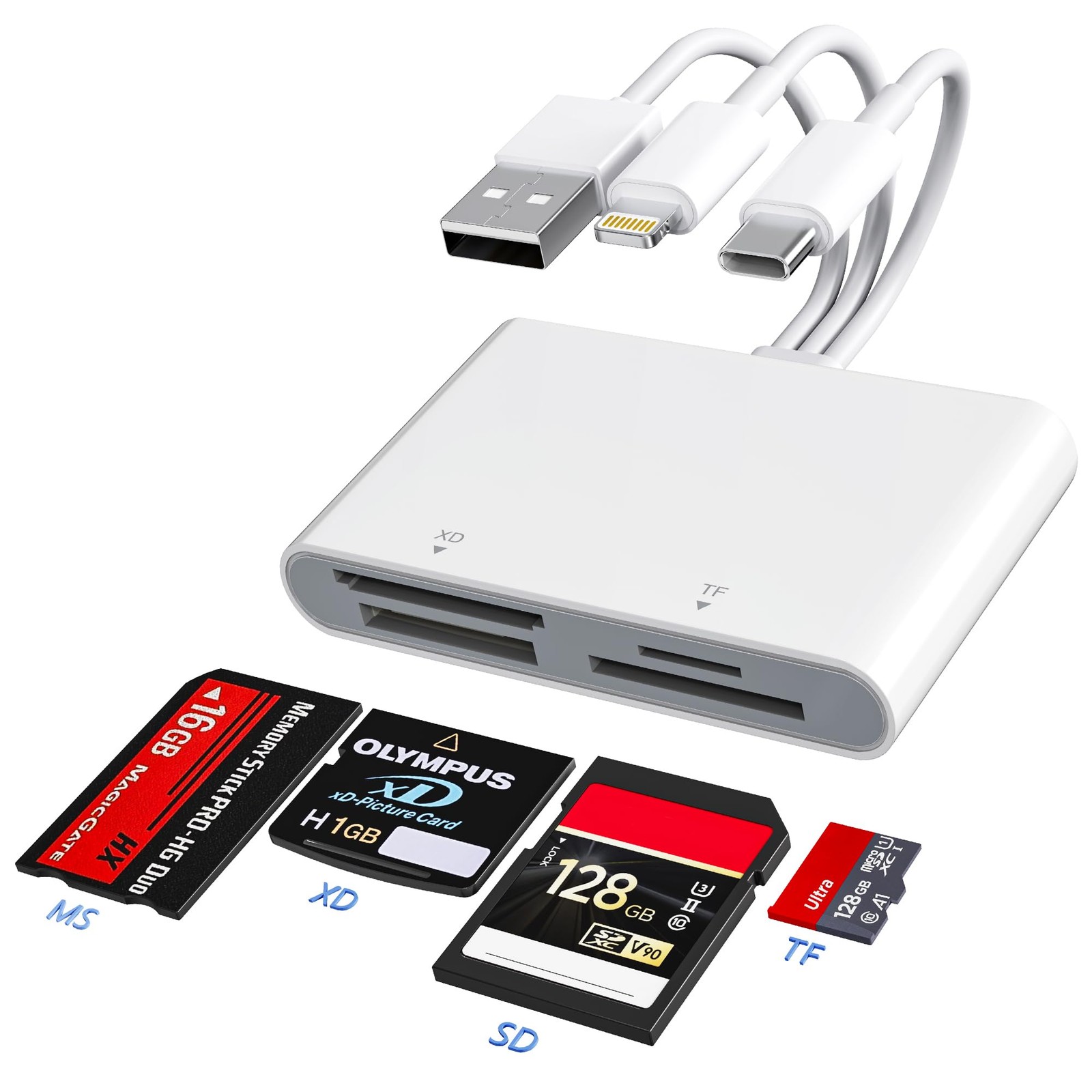 Memory Stick Pro Duo Adapter – XD Picture Card Reader for iPhone/USB White