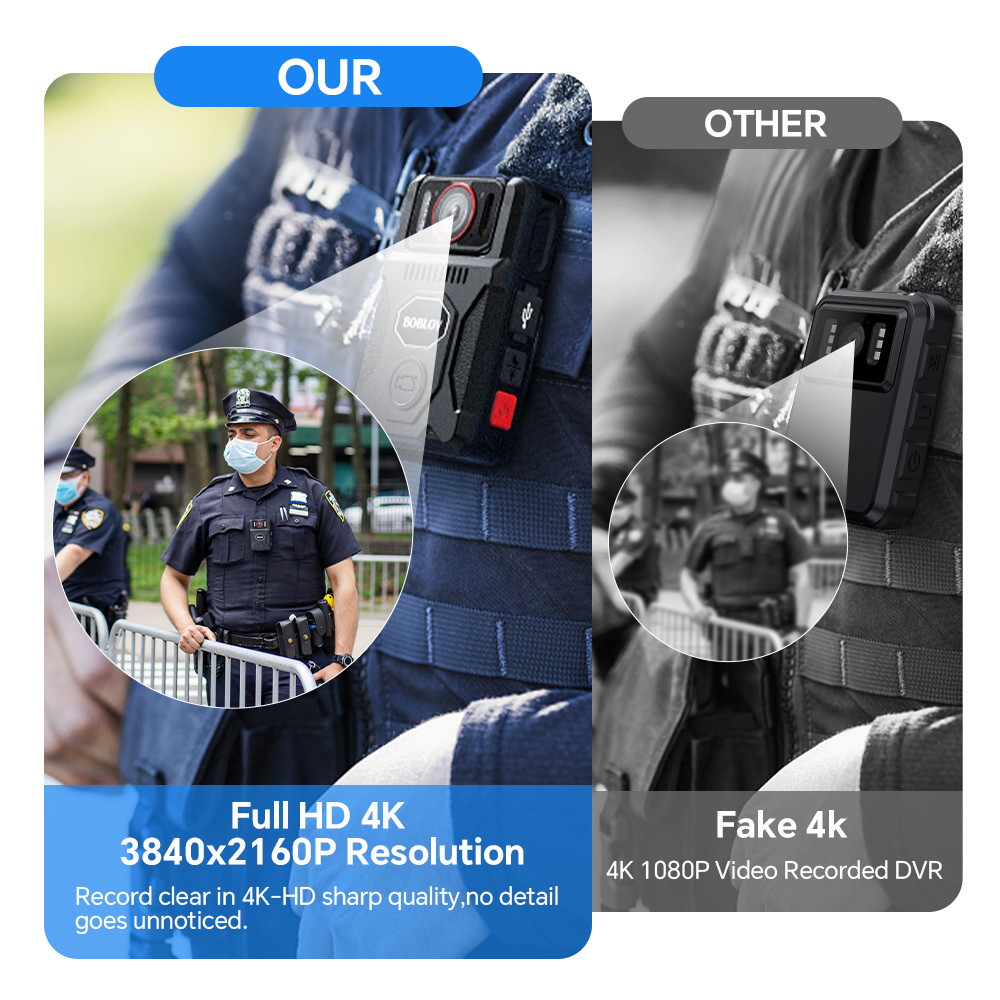 BOBLOV M7Pro 4K GPS Body Worn Camera 128GB Body Mounted Camera with Night Vision
