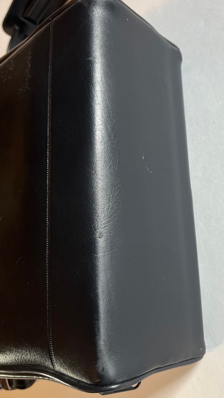 Taiwan ROC Camera Bag Black Faux Leather Red Interior Shoulder Strap Vintage EUC