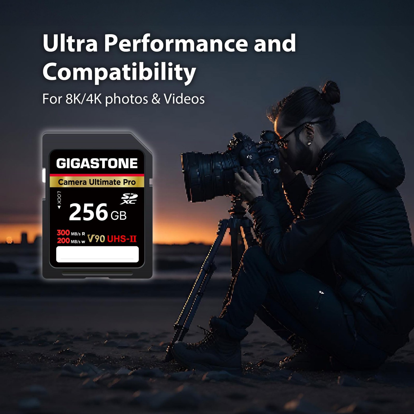 【5-Years Data Recovery】 GIGASTONE 256GB SD A1 V90 Camera Ultimate Pro