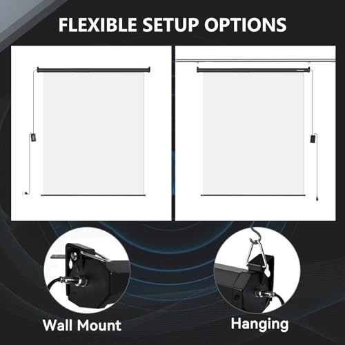 Motorized Pull Down Screen Backdrop – 78.7″ x 86.6″ Wider(78.7 x 86.6in) White