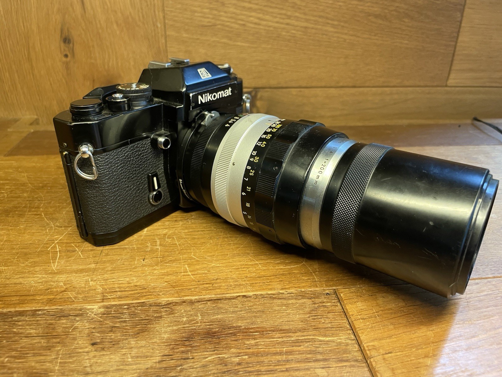 *Near Mint* Nikon Nikomat EL Black Camera Nikkor Q Auto 200mm F/4 Non Ai From JP