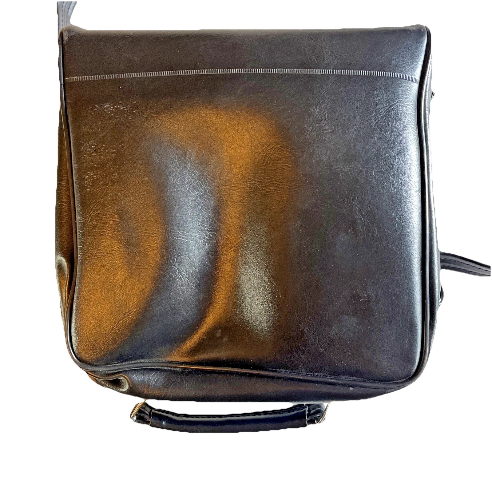 Taiwan ROC Camera Bag Black Faux Leather Red Interior Shoulder Strap Vintage EUC