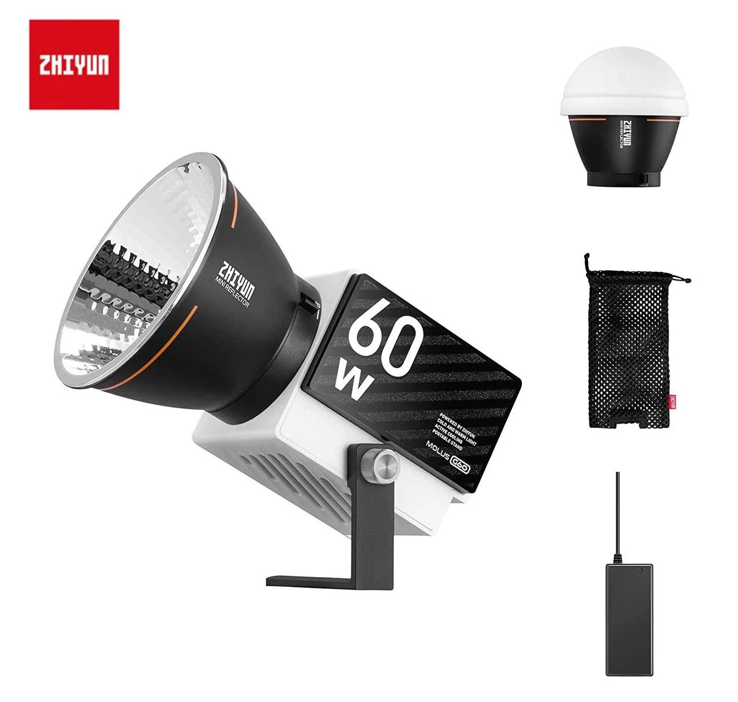 Zhiyun Molus G60 60W LED Video Light Bowens Mount Photography Lighting 2700-6500