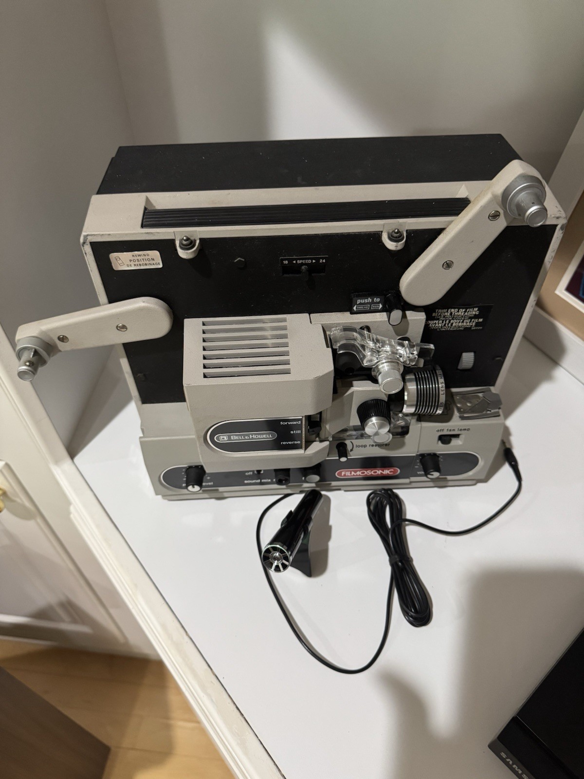 Bell & Howell Filmosonic Super 8/8mm Sound Desktop Movie Projector Black/Gray
