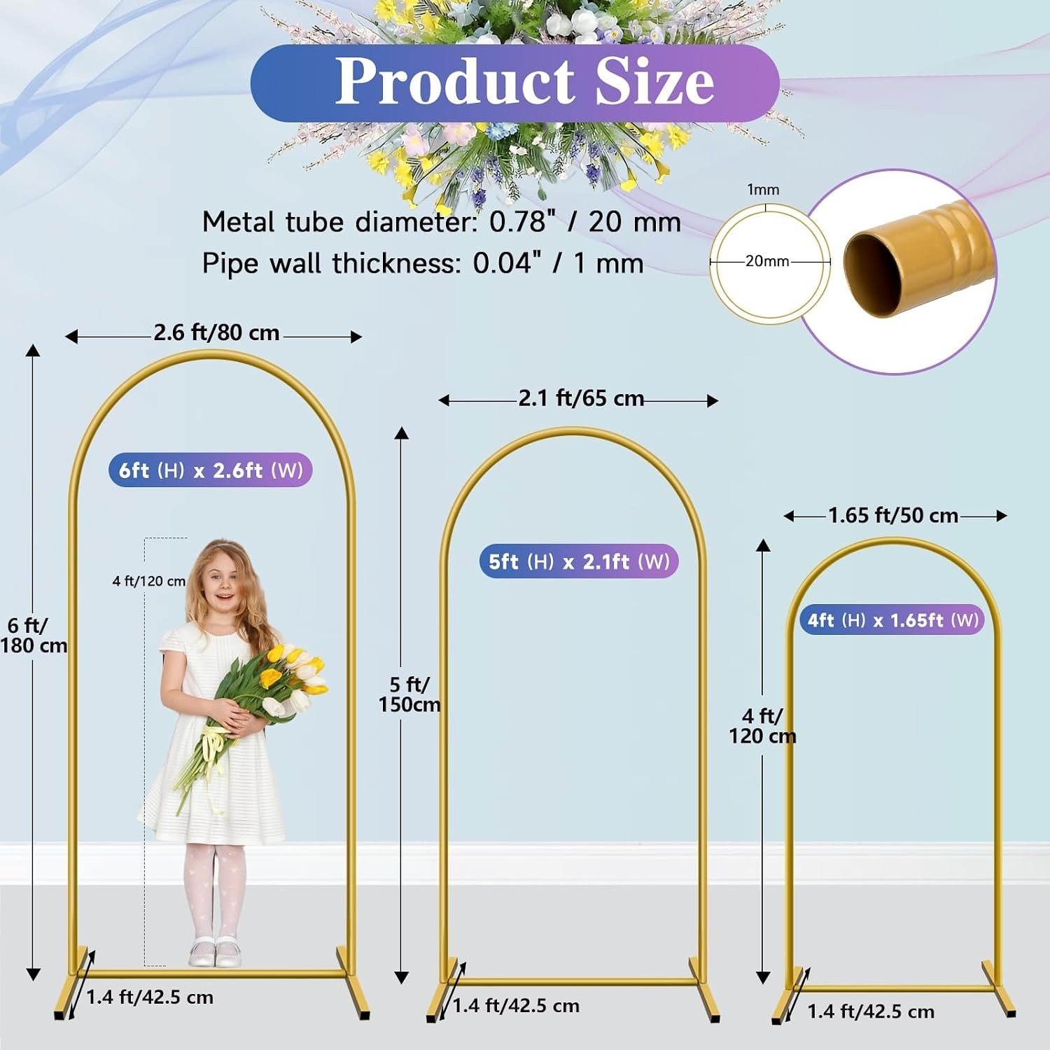 Durable Metal Arch Frame Set of 3 – Stunning Wedding, Birthday & Bridal Decor