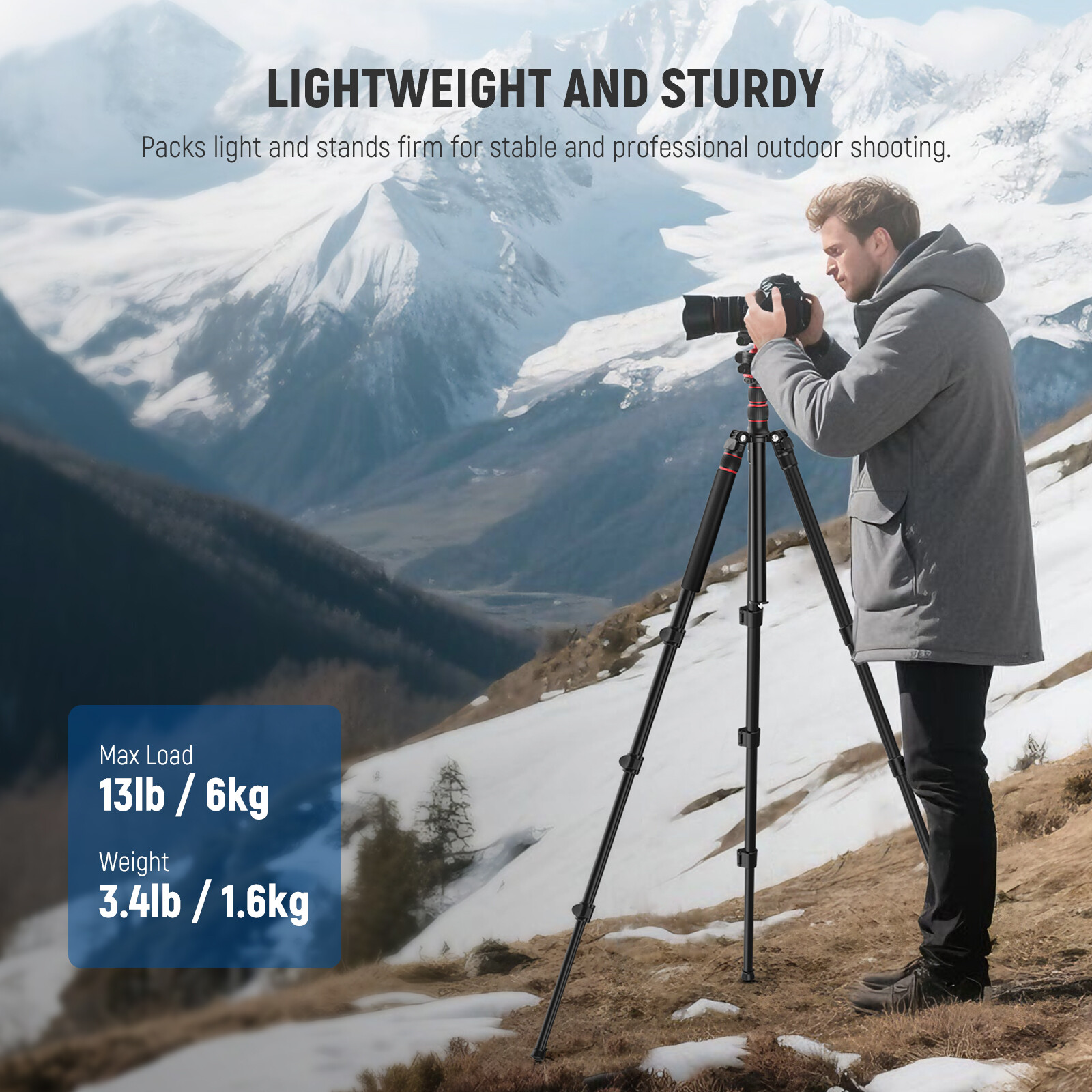 NEEWER 77″/196 cm Camera Tripod Monopod Travel DSLR Video Stand 360° Ball Head