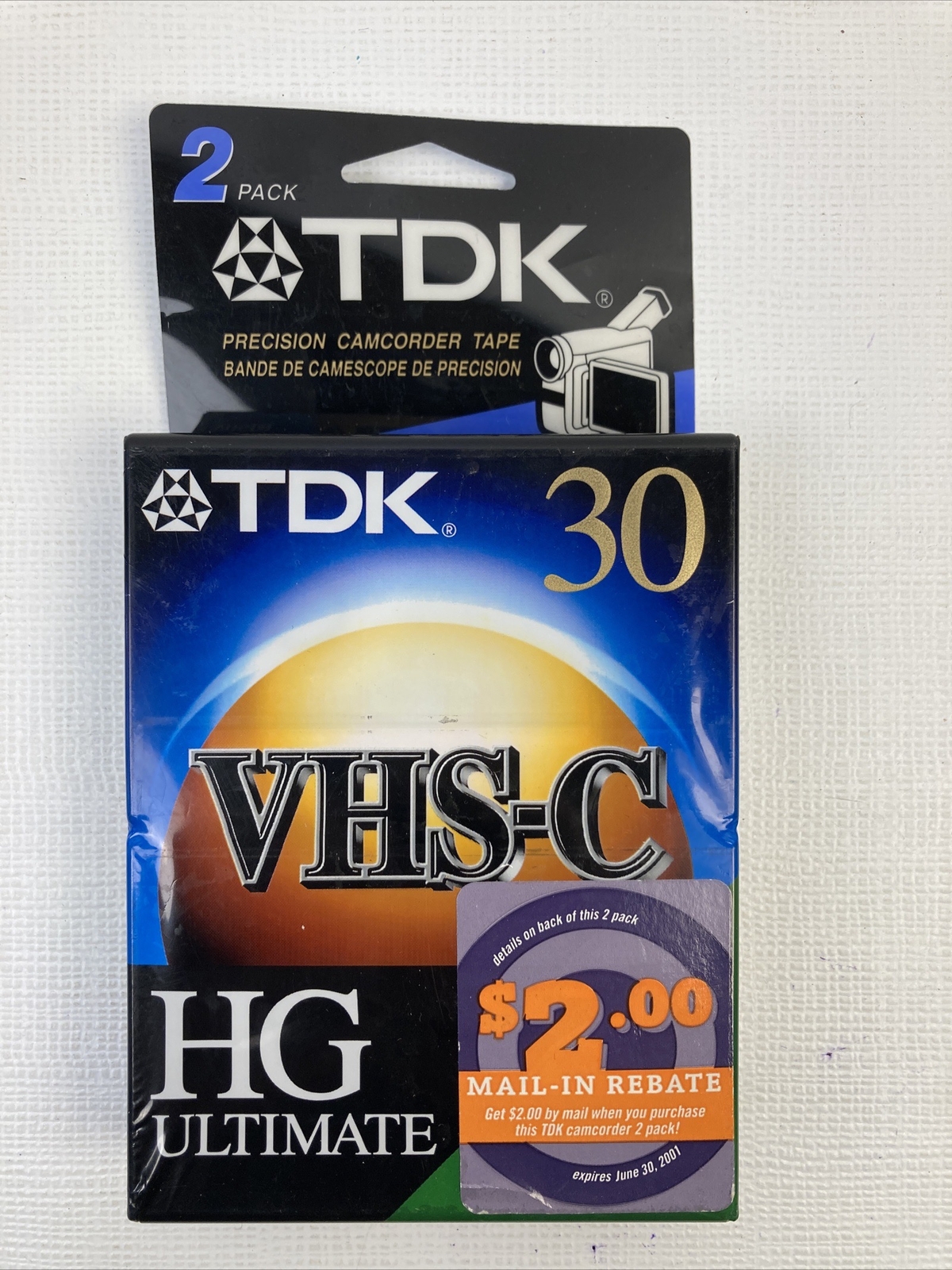 TDK VHS-C HG Ultimate 30 Video Cassettes Factory Sealed New NIB 2 Pack