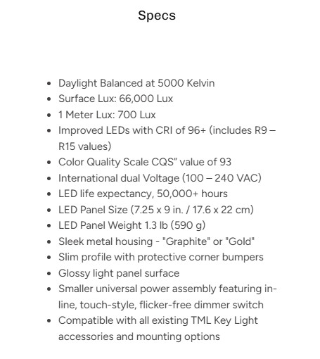 TML key light 2.0 Starter Kit With Stand