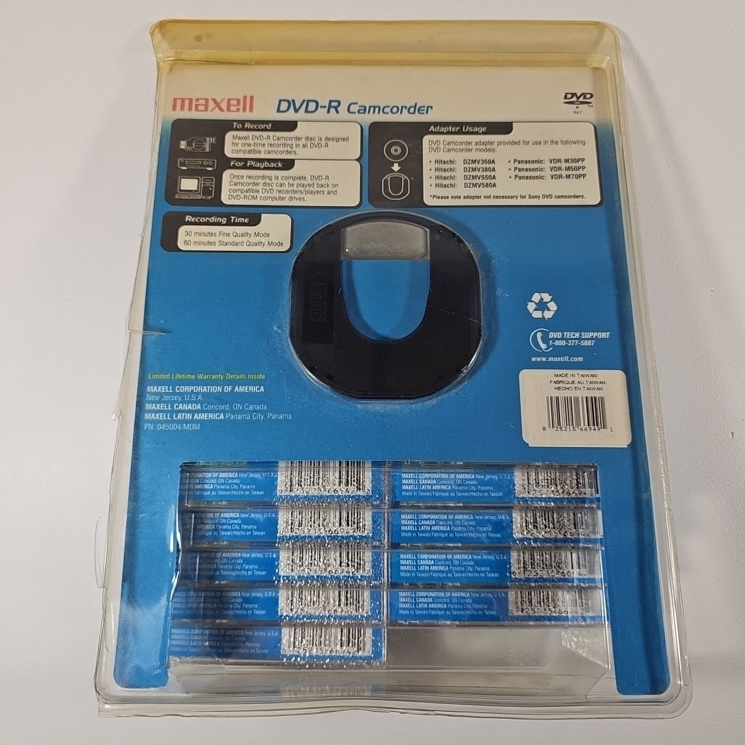 Maxell DVD-R Camcorder Discs 30min 1.4GB w/ Adapter Open Box Qty 10