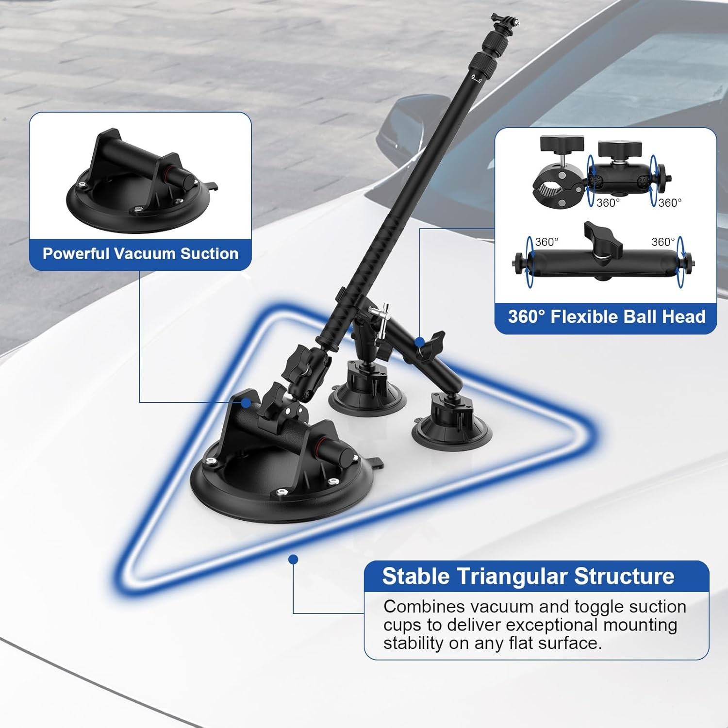 360 Camera Suction Cup Car Mount Kit for Insta360 X4/X5 /X3/Ace Pro/Go 3 NEW USA