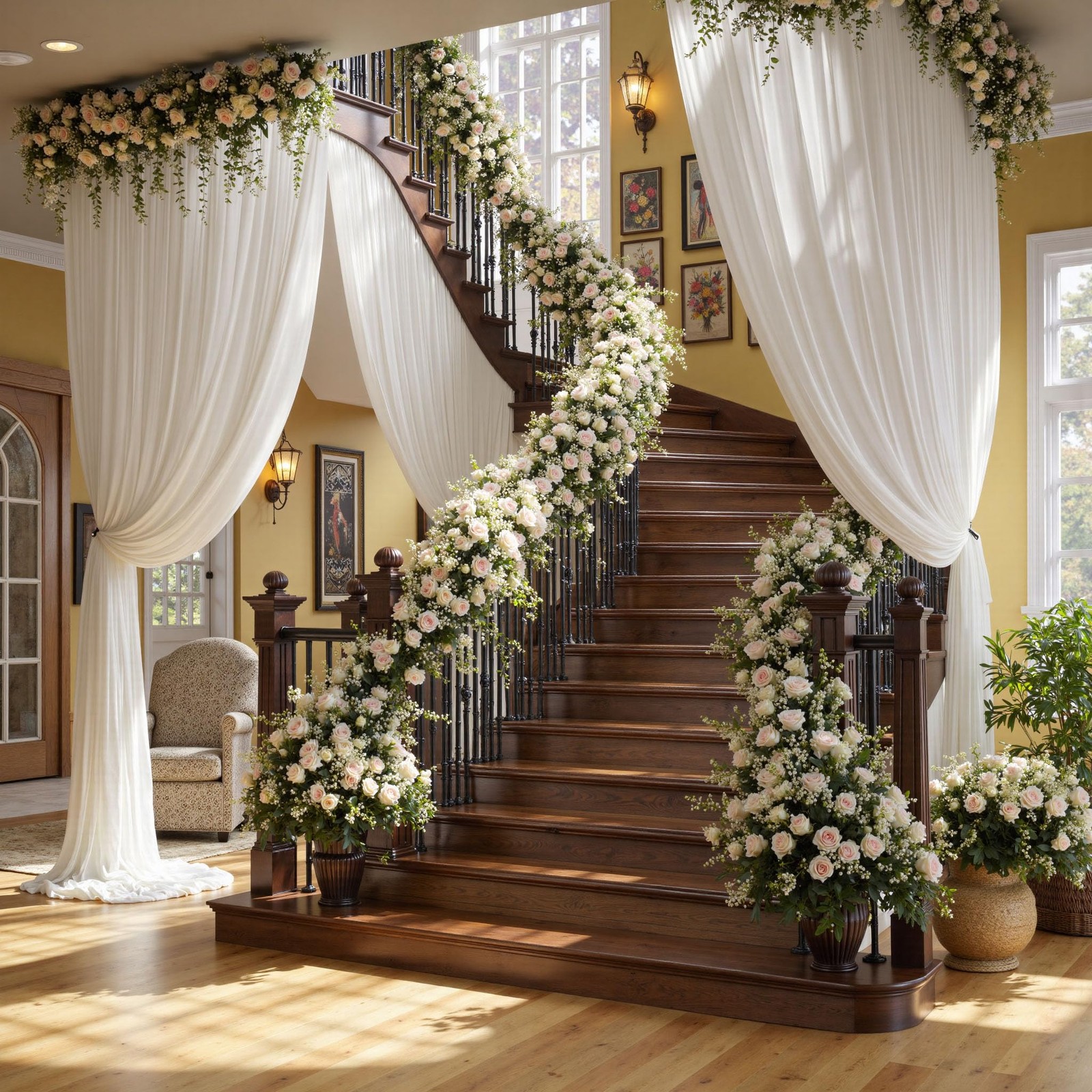 10ft×12ft White Backdrop Curtain for Wedding Parties, 2 Panels Wrinkle Free P…