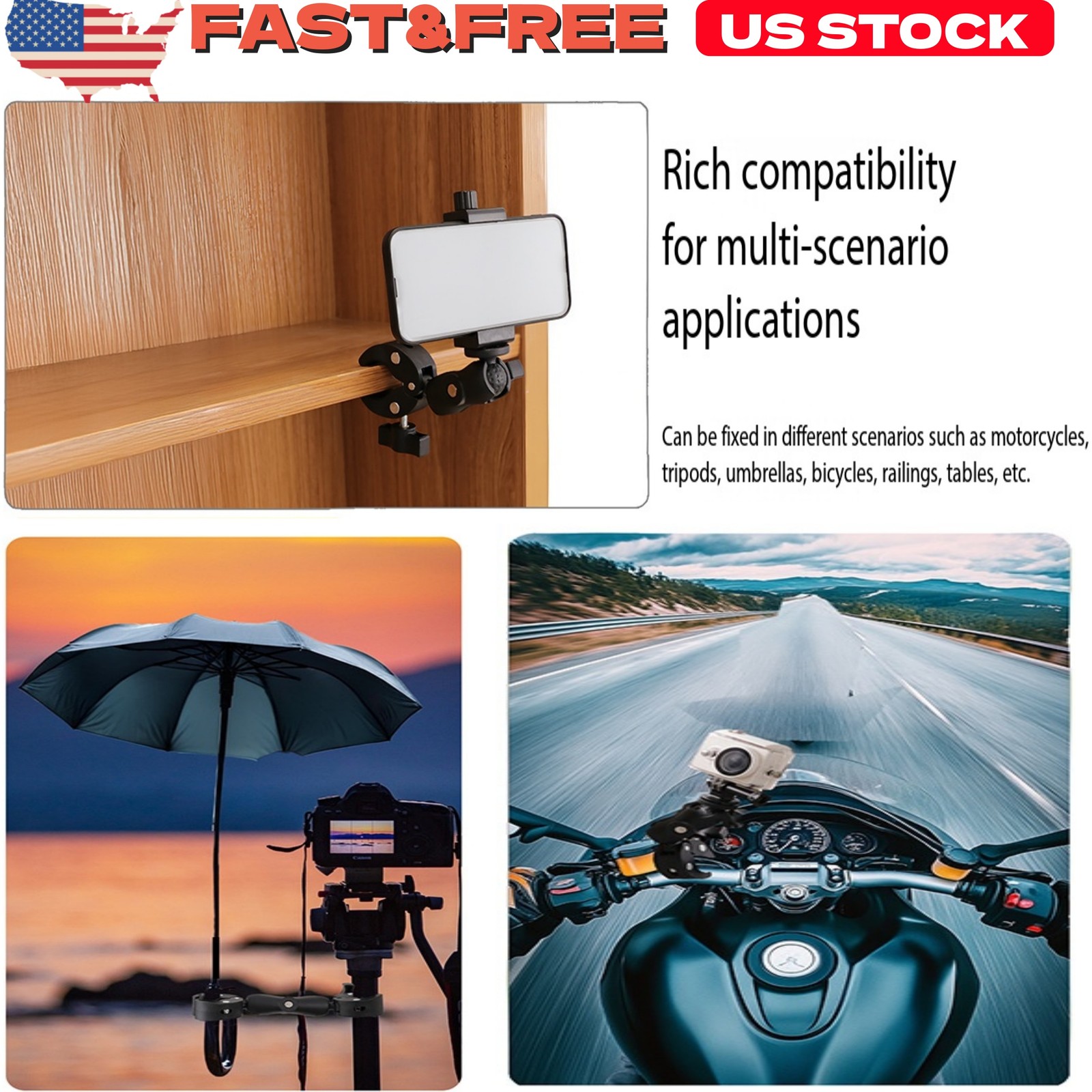 New 120cm Invisible Extendable Selfie Stick+Motorcycle Mount For Insta360 X3X4X5