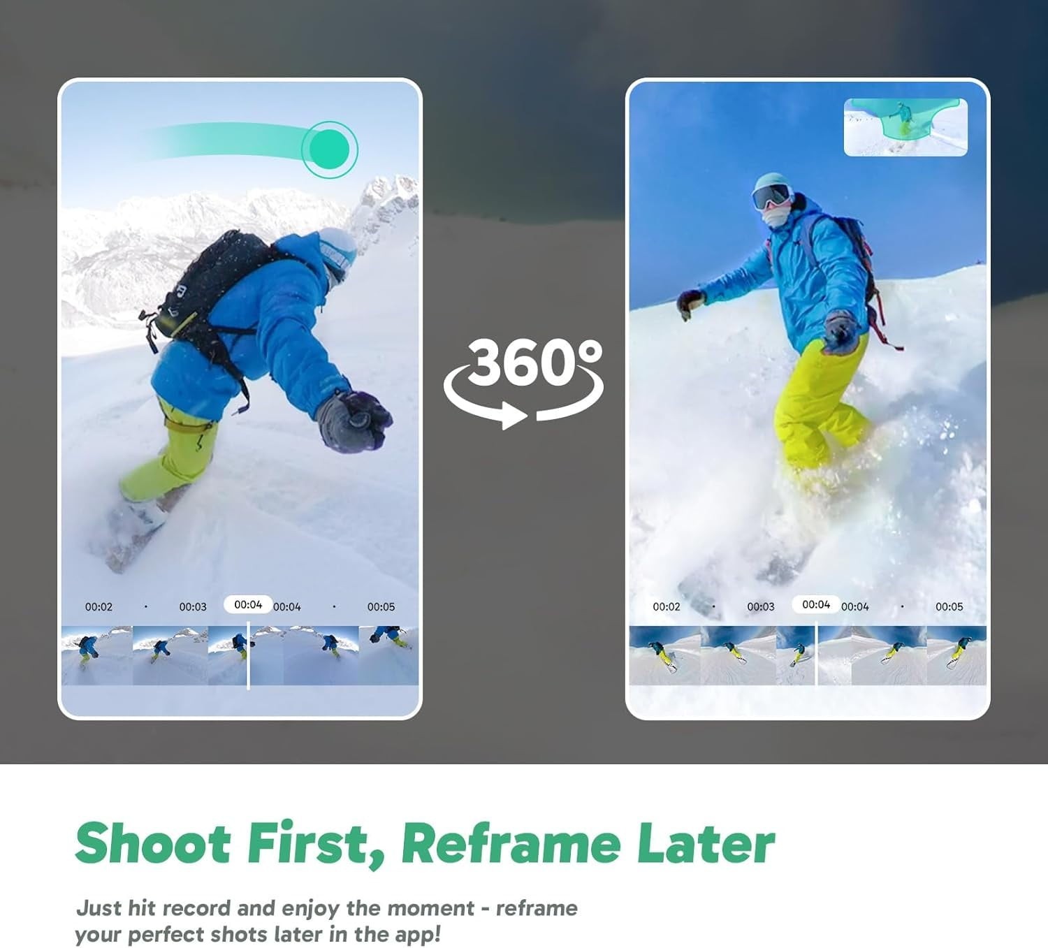 AKASO 360° Action Camera Drone View Combo 5.7K 360 Video with 1/2″ 48MP Sensors