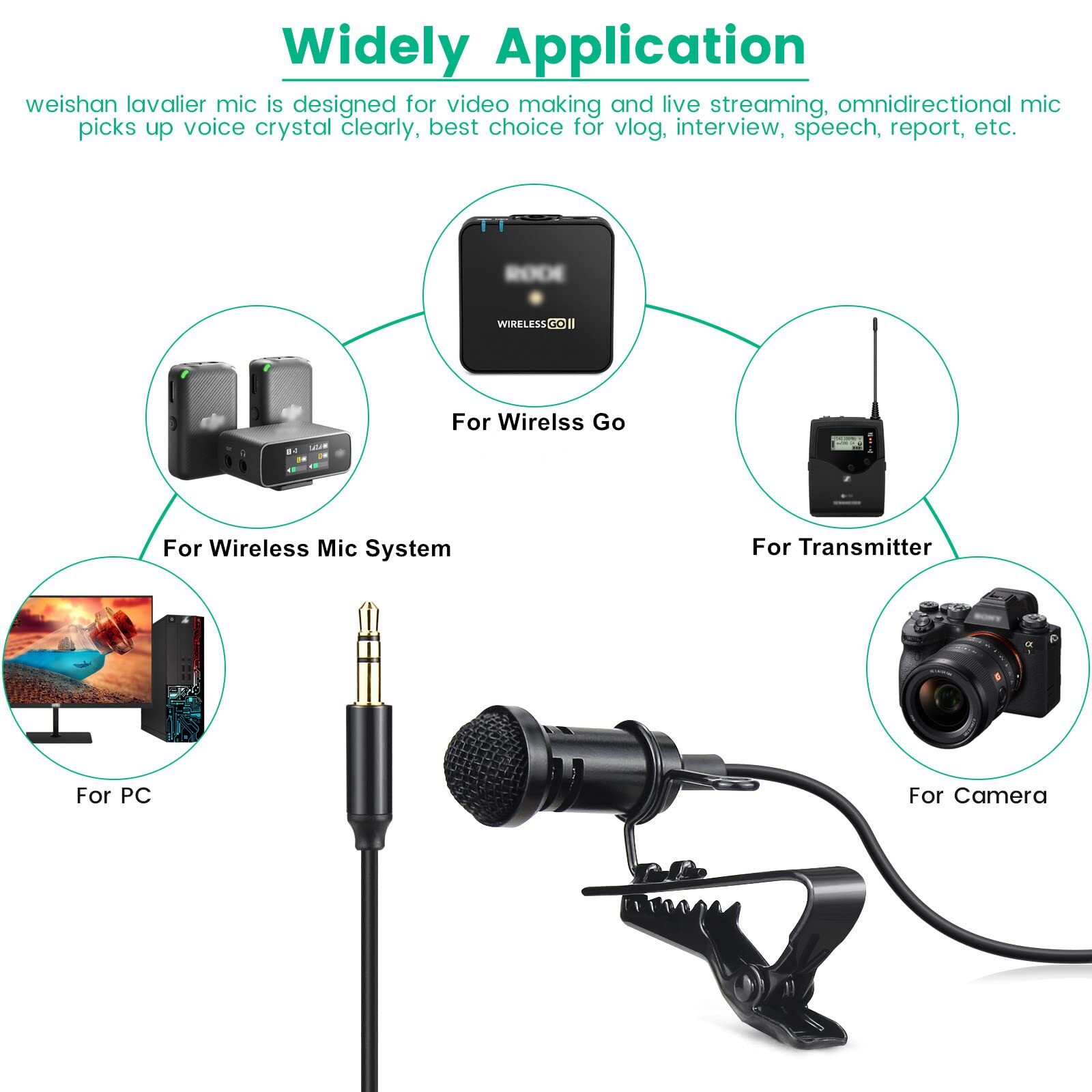 Media Mod Mic For Gopro HERO11 10 9 Black Action Camera Lavalier Lapel Clip On