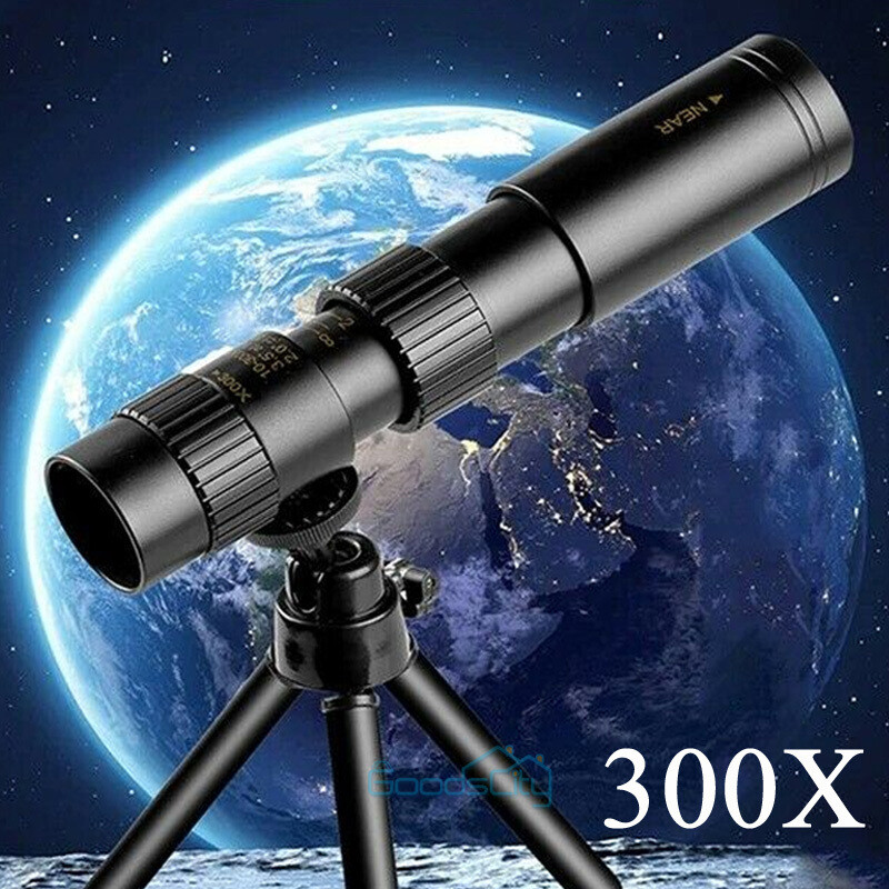 4K 10-300X40mm Zoom HD Lens Monocular Telescope + Tripod +Clip for Phone