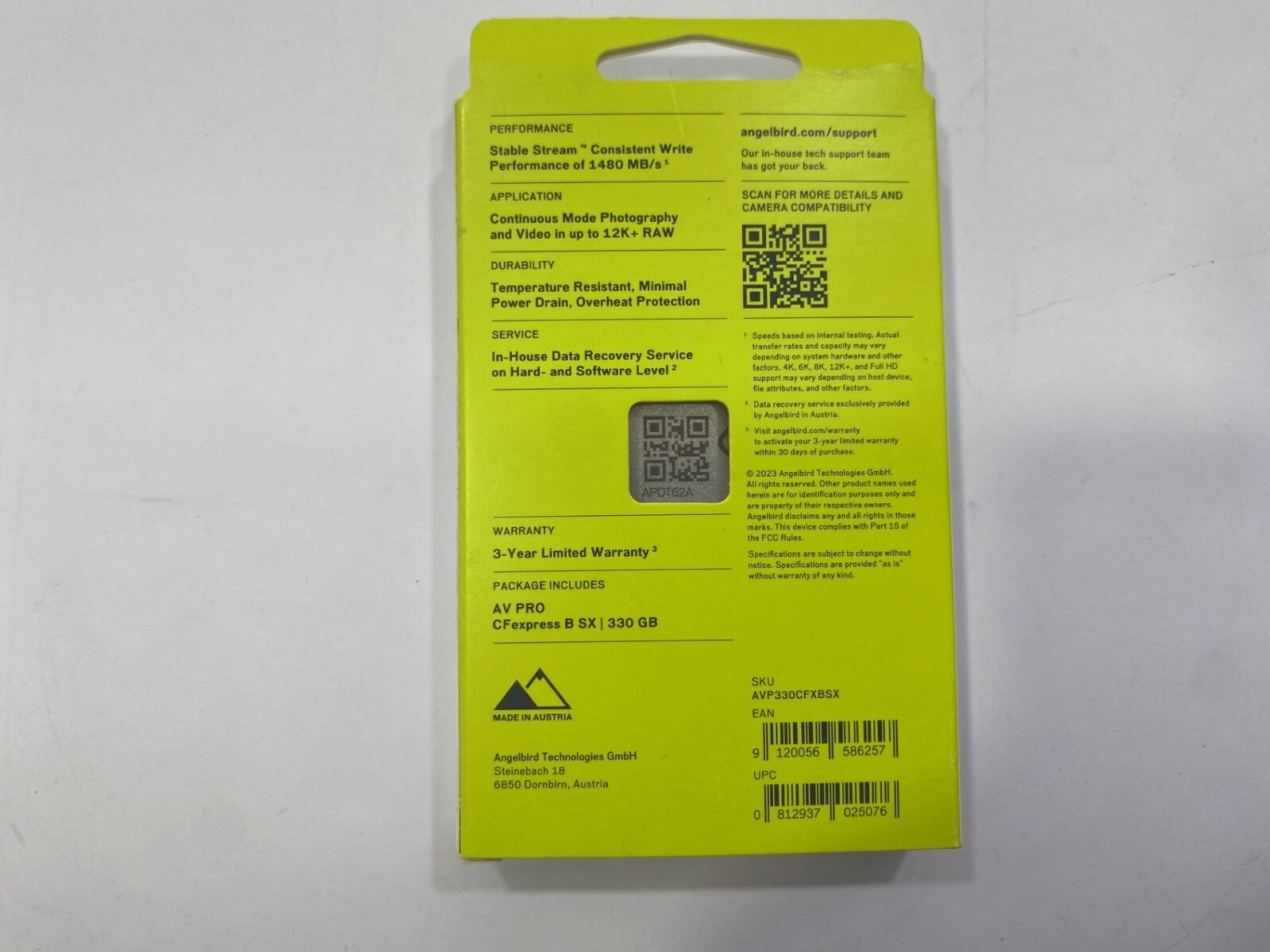 AngelBird AV Pro CFexpress B SX 330GB – AVP330CFXBSX