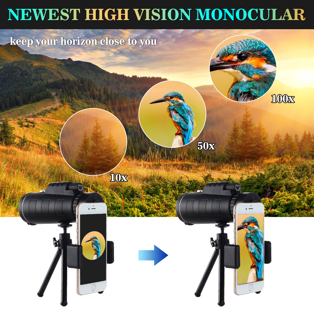 Day/Low Night Vision 80×100 Zoom HD Monocular Starscope Monocular Telescope BAK4