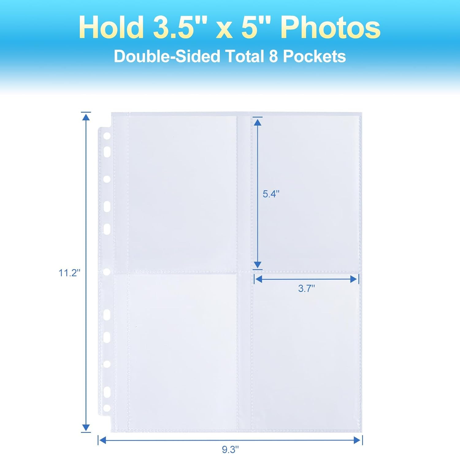30 Pack 3.5X5 Photo Album Refill Pages for 3 Ring Binder,Ultra-Clear Photo Sleev