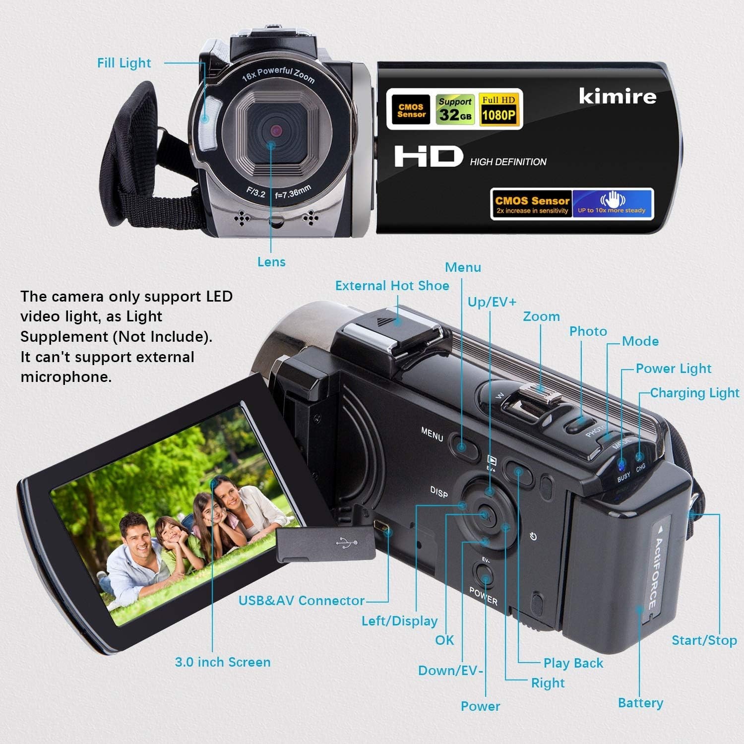 Lightweight Digital Camcorder with Dual Batteries & Pause Recording Feature