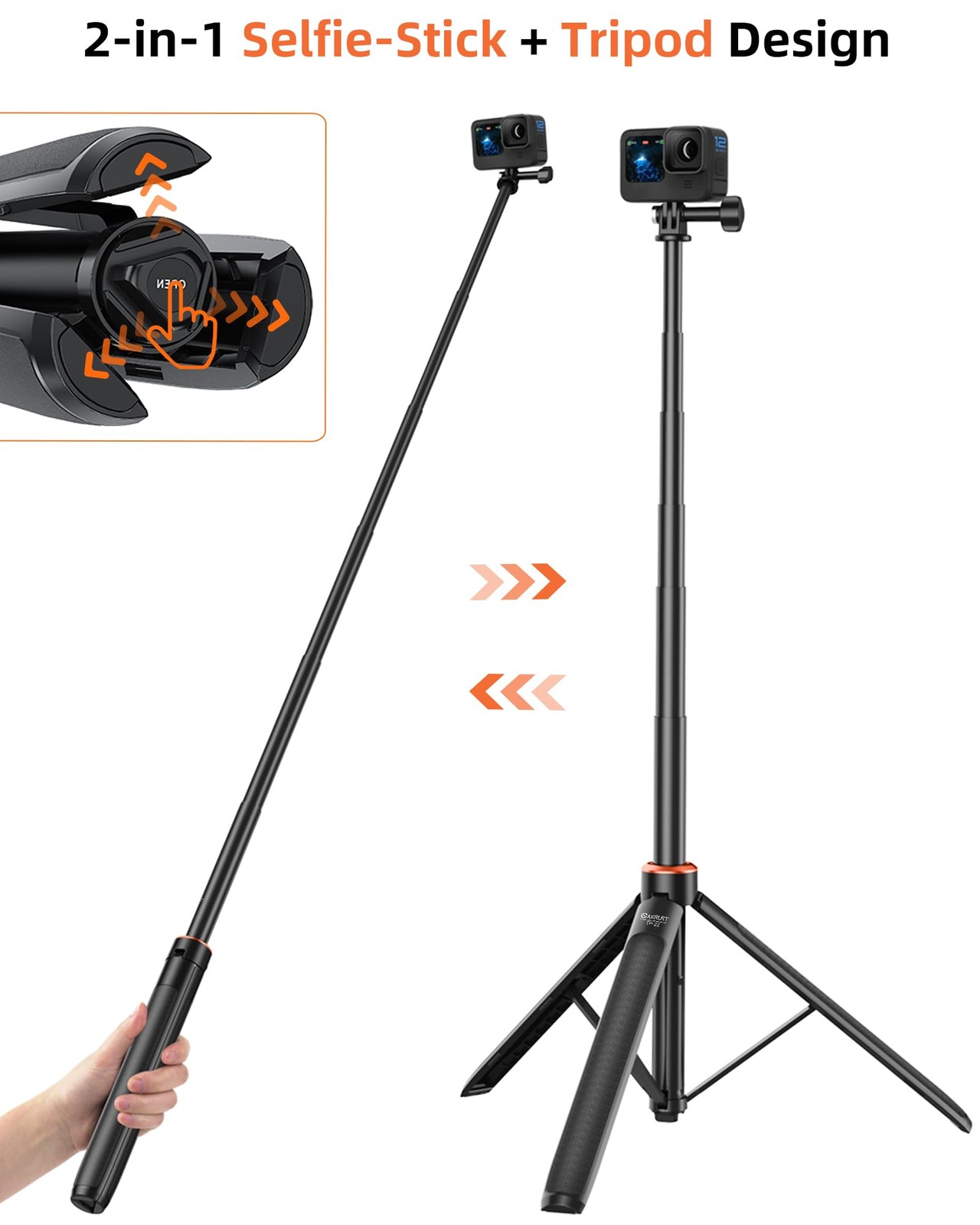 53″ Osmo Action 6 Selfie Stick Tripod for DJI Osmo Nano/Action 6, Compact Ext…