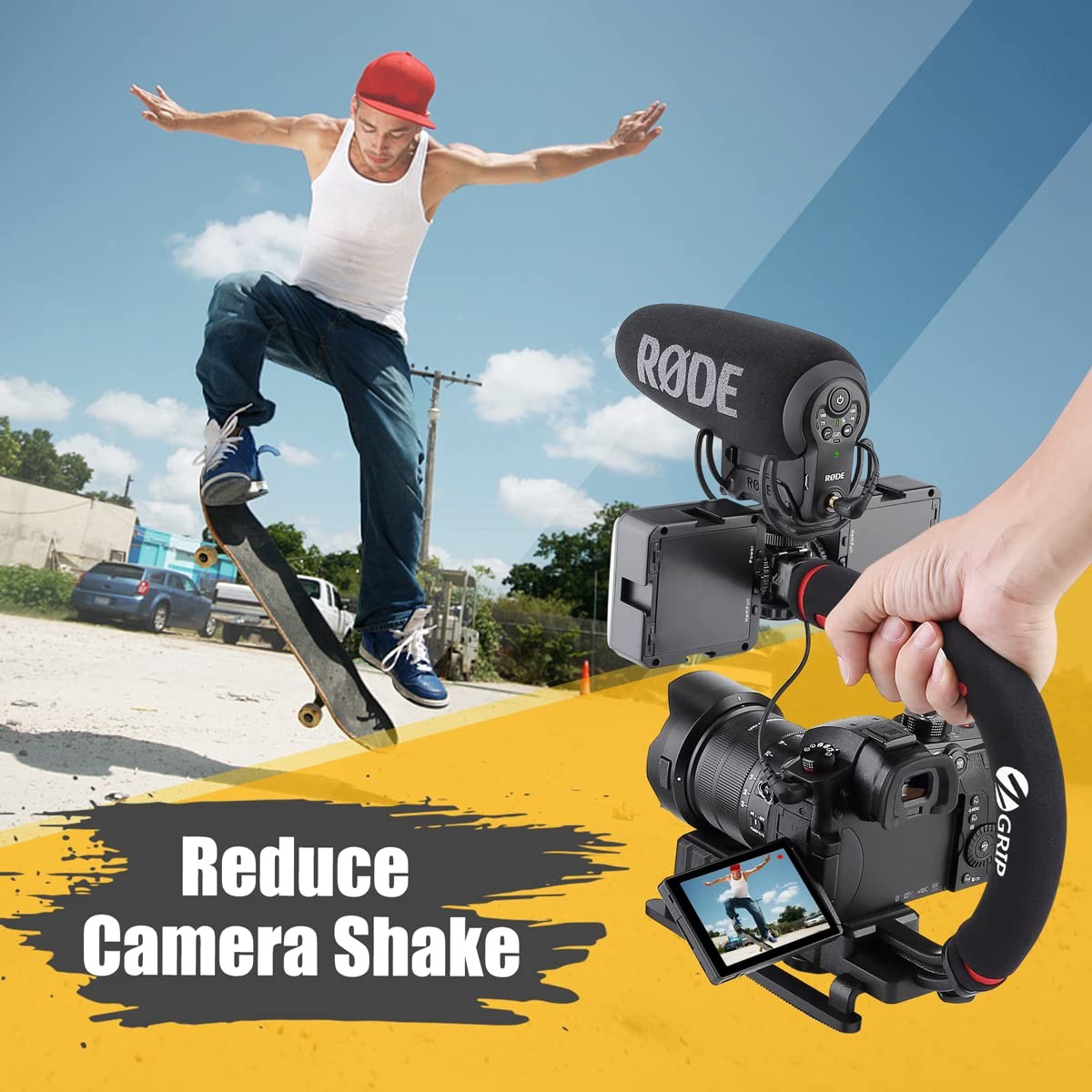 Zeadio Video Action Stabilizing Handle Grip Handheld Stabilizer with Black