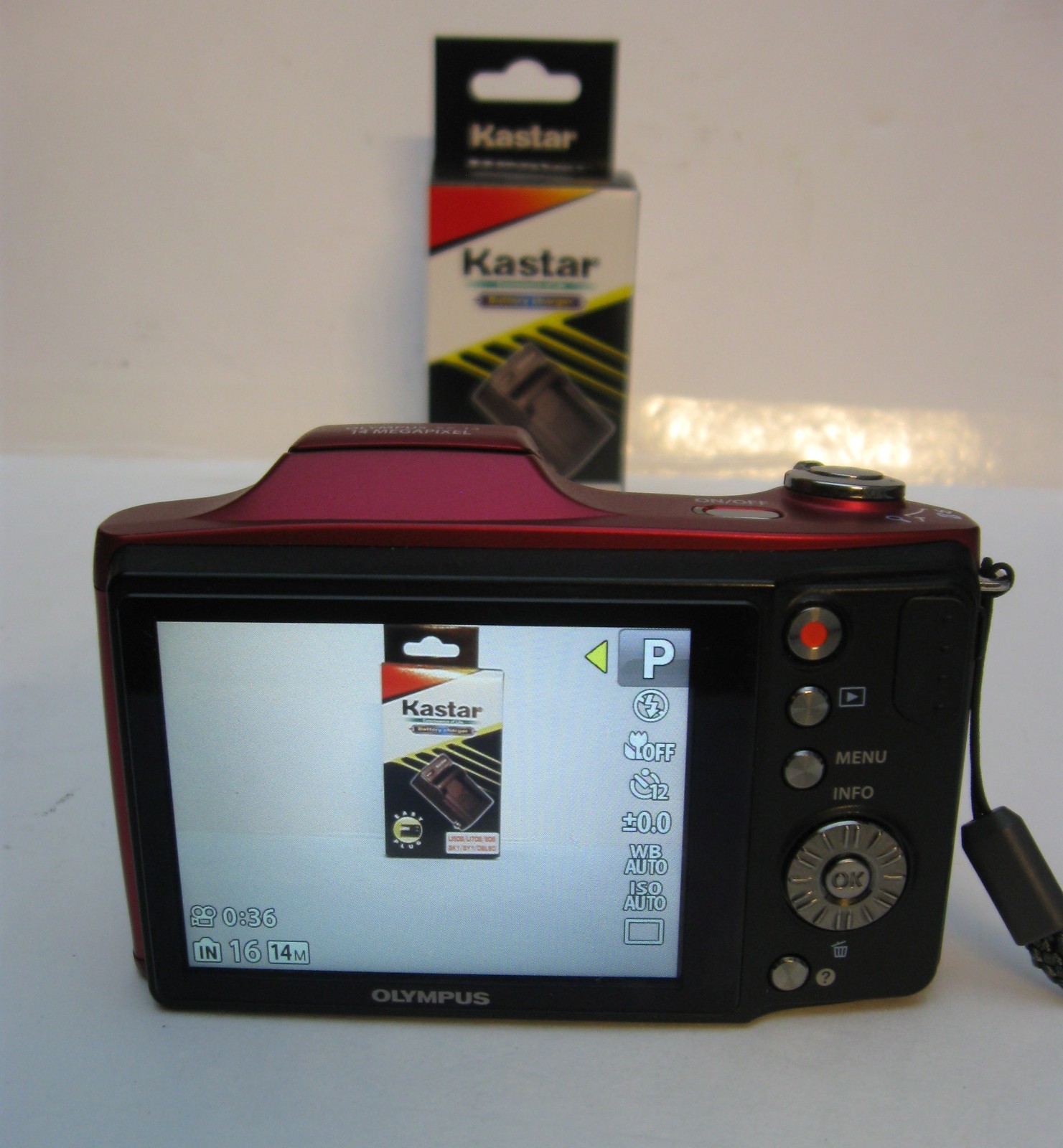 OLYMPUS SZ-14 Digital Camera Red Zoom24X Batteries&Charger W/Memory Card W/Case