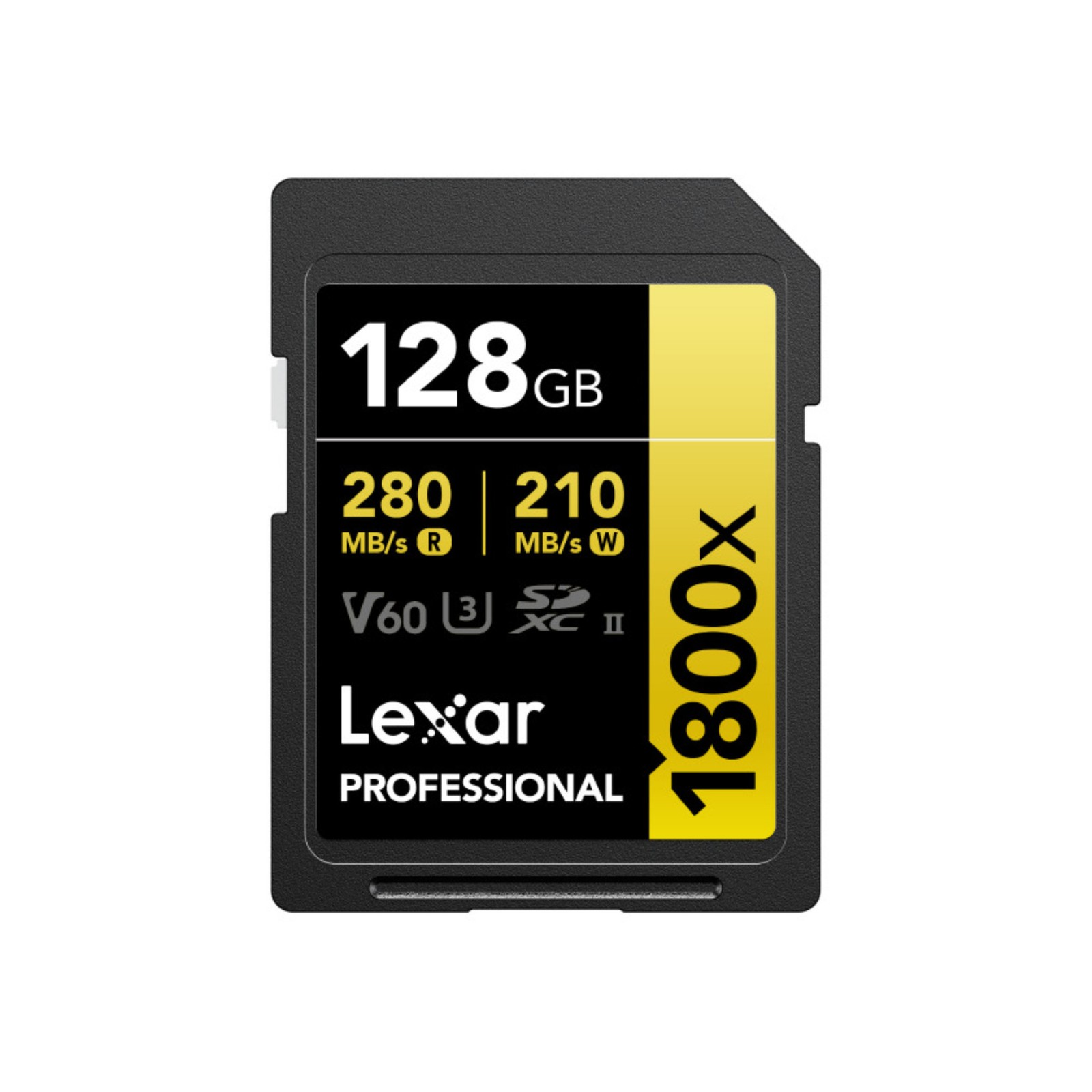 Lexar 128GB Professional 1800x UHS-II SDXC V60 Rated Memory Card (GOLD Series)