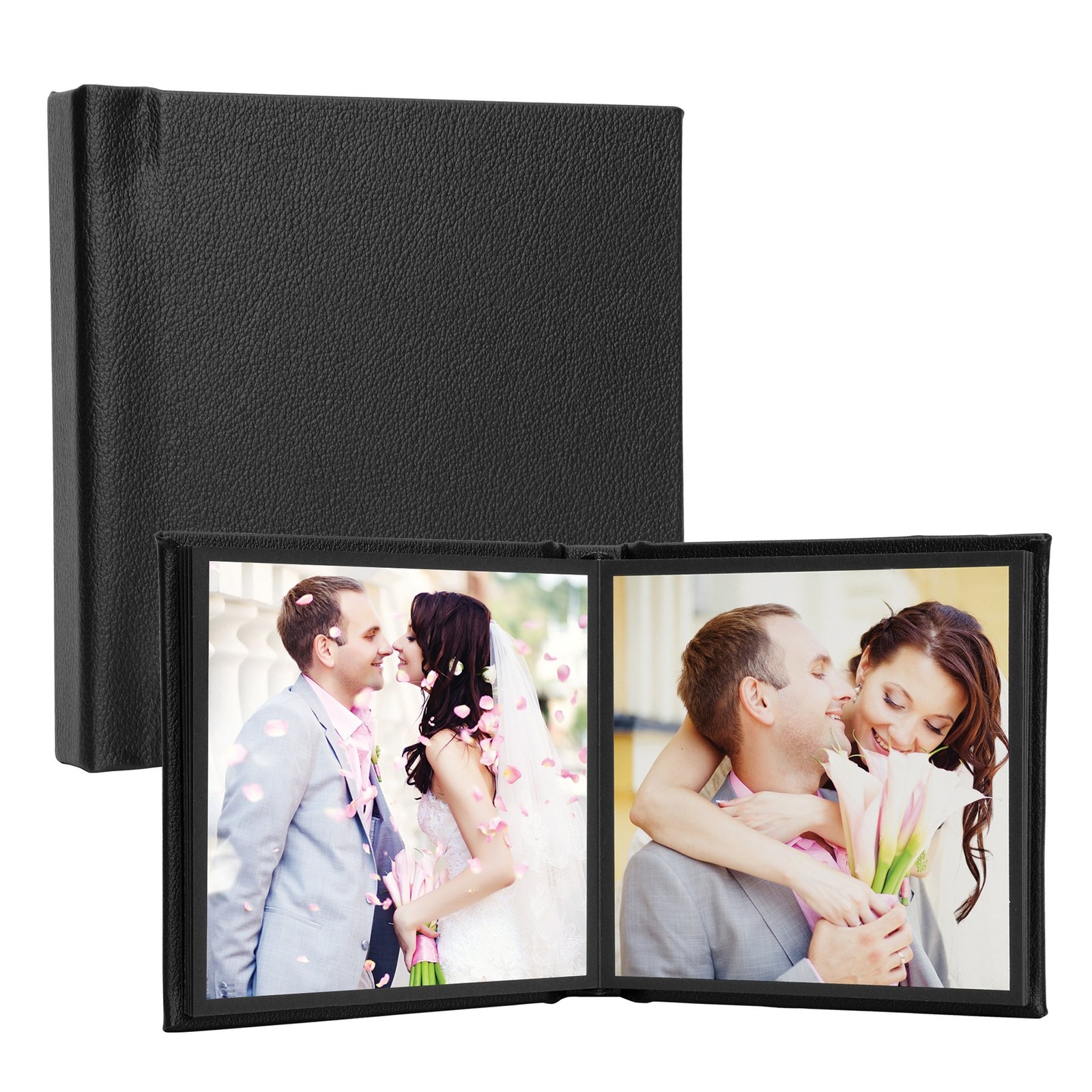 Neil Enterprises Inc. Leather Self-Stick 5 x 5 Black Photo Album – Holds 10