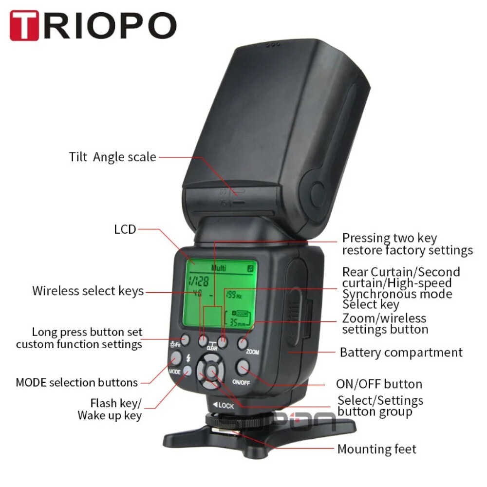 US TRIOPO TR-988 TTL HSS Camera Speedlite Flash for Canon 6D 60D 550D Nikon D700