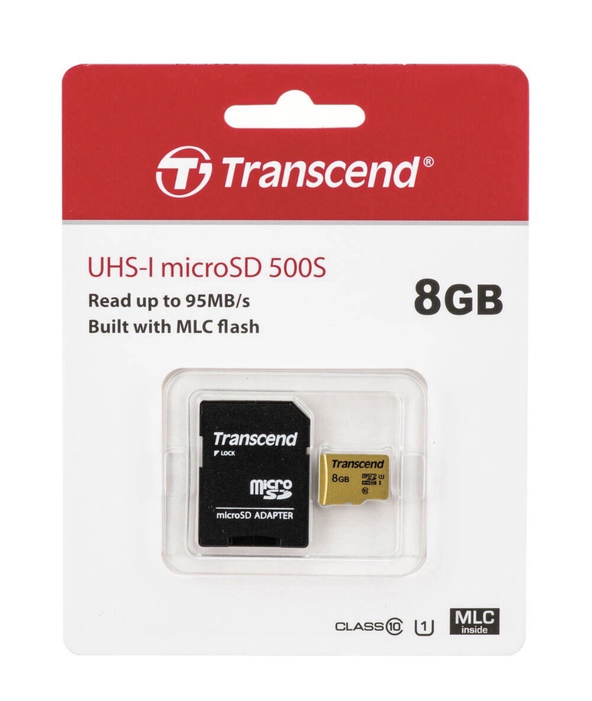 Transcend 8GB 500S UHS-I micro SDHC Memory Card with SD Adapter