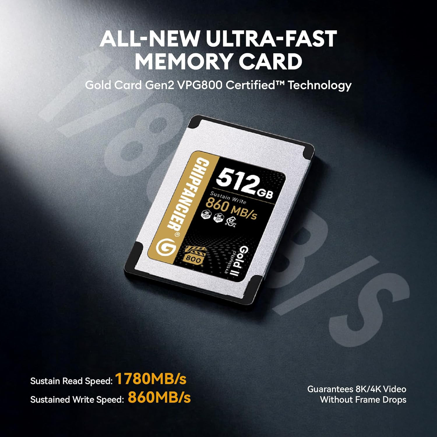 Gold II 512GB Cfexpress 4.0 Type a Card VPG800 Certified Sustained Read 1780Mb/S